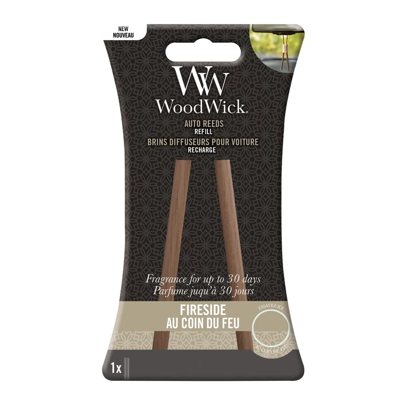 WoodWick® Fireside Auto Reed autóillatosító utántöltő (előillatosított diffúzor utántöltő)
