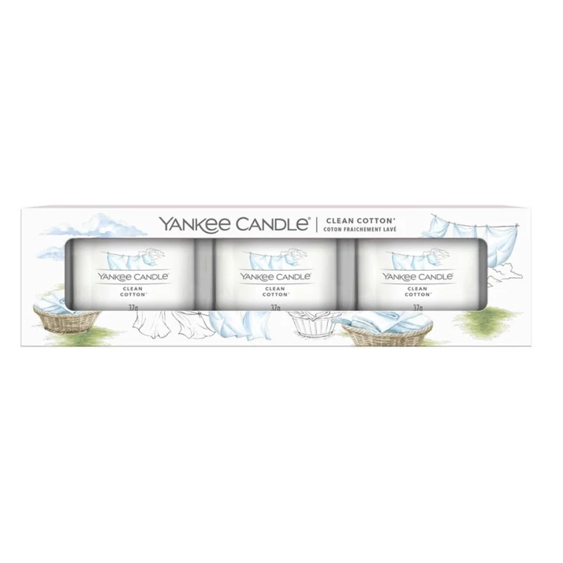 Yankee Candle® Clean Cotton kis üveggyertya szett 3x37g