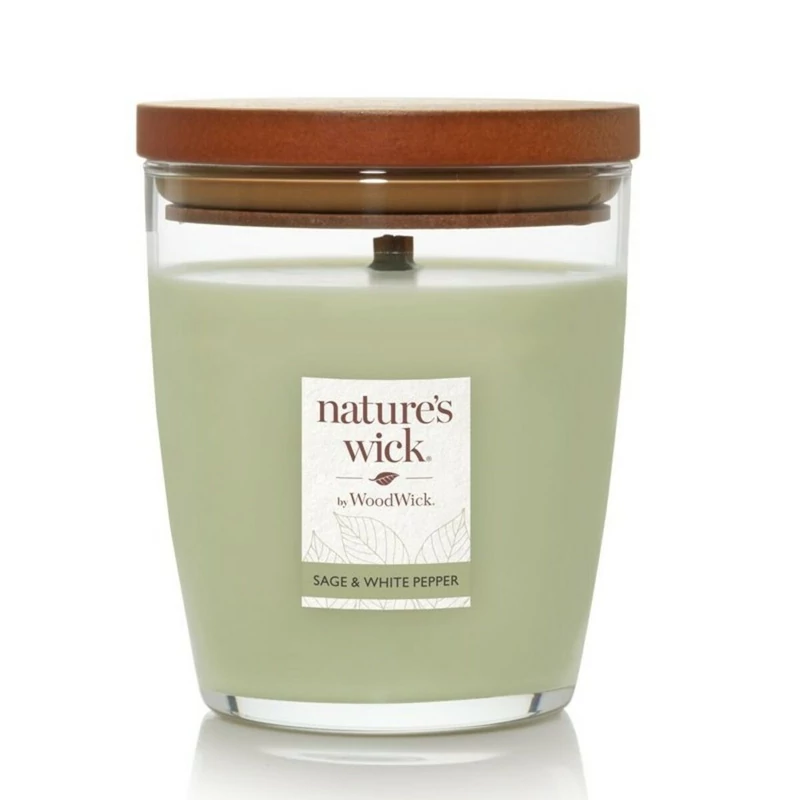 WOODWICK® Nature's Wick Sage & White Pepper közepes üveggyertya 284g