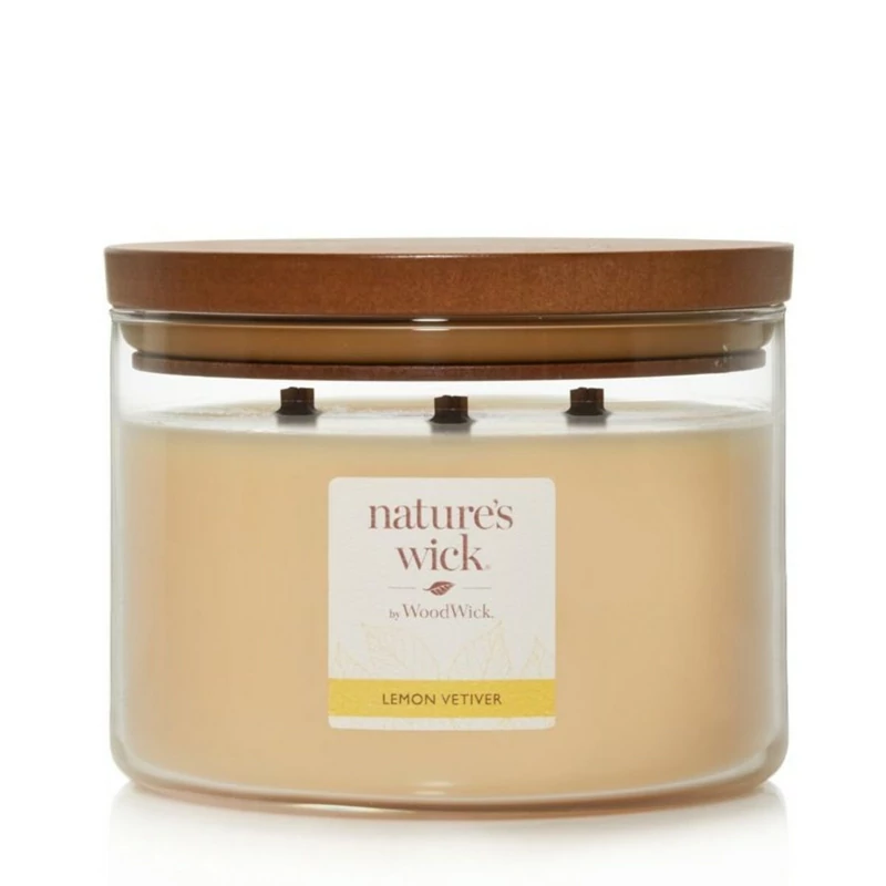 WOODWICK® Nature's Wick Lemon Vetiver nagy üveggyertya