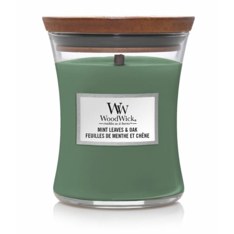 WoodWick® Mint Leaves & Oak közepes üveggyertya