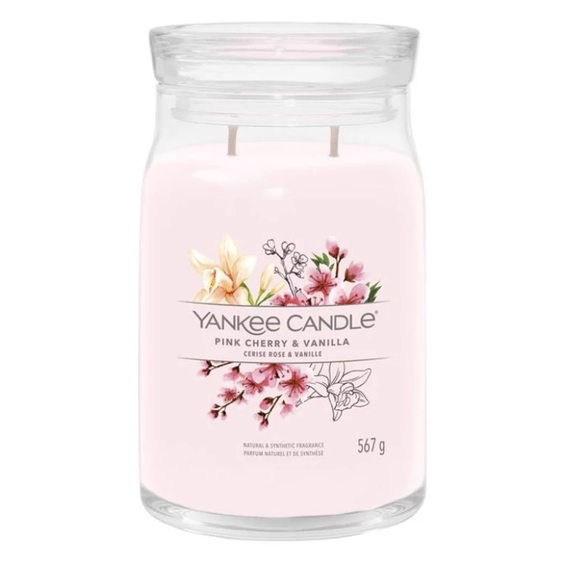 Yankee Candle® Pink Cherry & Vanilla nagy üveggyertya 567g
