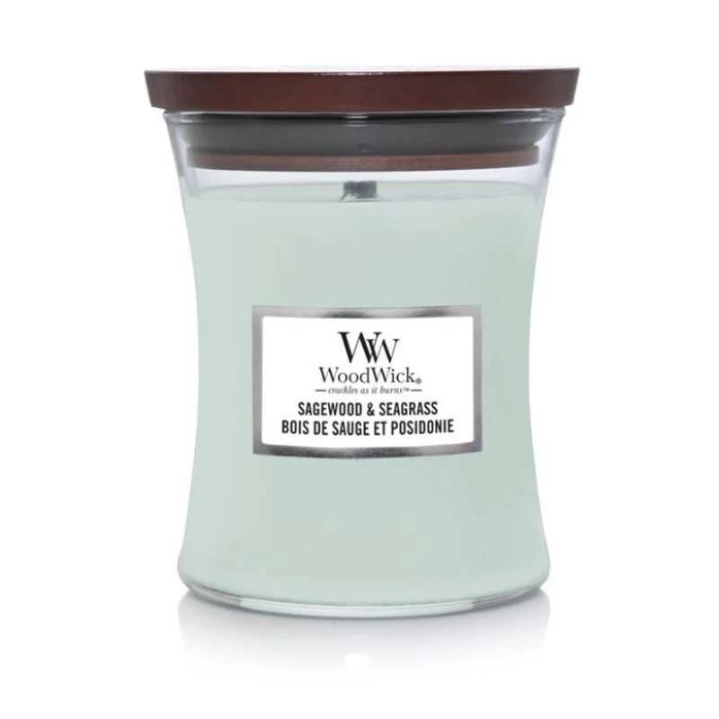 WoodWick® Sagewood & Seagrass közepes üveggyertya 275g