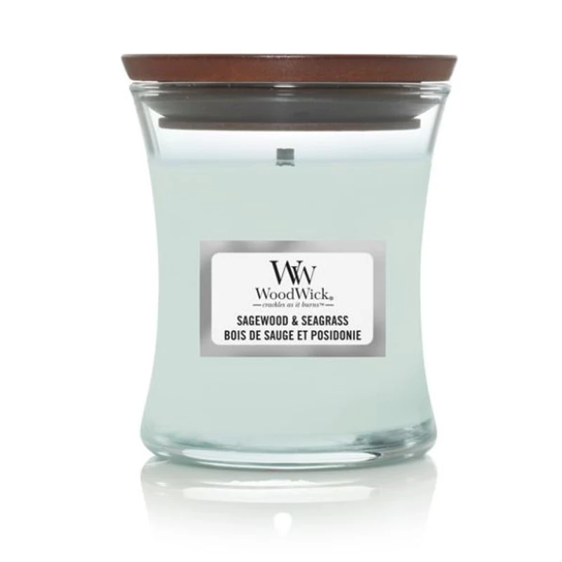 WoodWick® Sagewood & Seagrass kis üveggyertya 85g