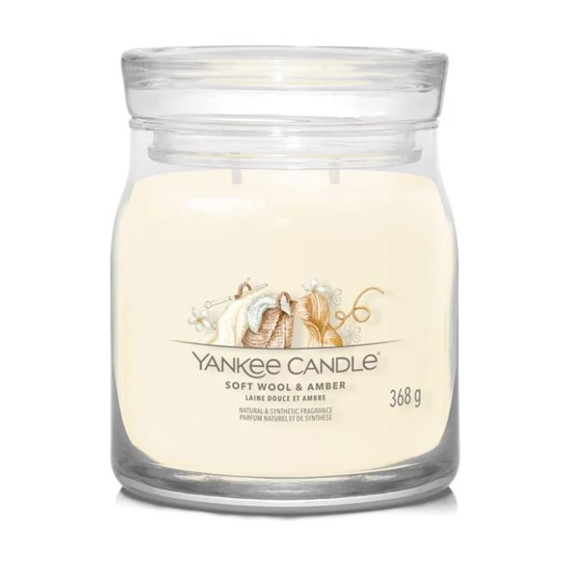 Yankee Candle® Soft Wool & Amber közepes üveggyertya 368g