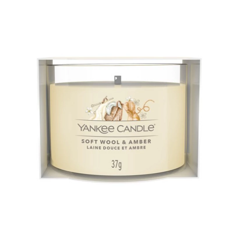 Yankee Candle® Soft Wool & Amber kis üveggyertya 37g