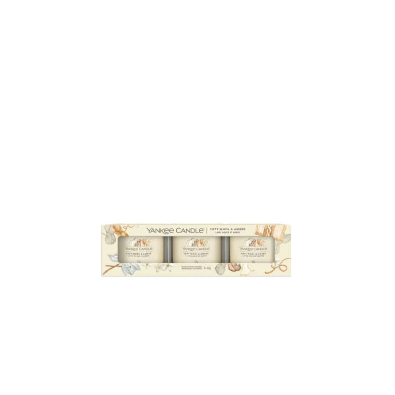 Yankee Candle® Soft Wool & Amber kis üveggyertya szett 3x37g