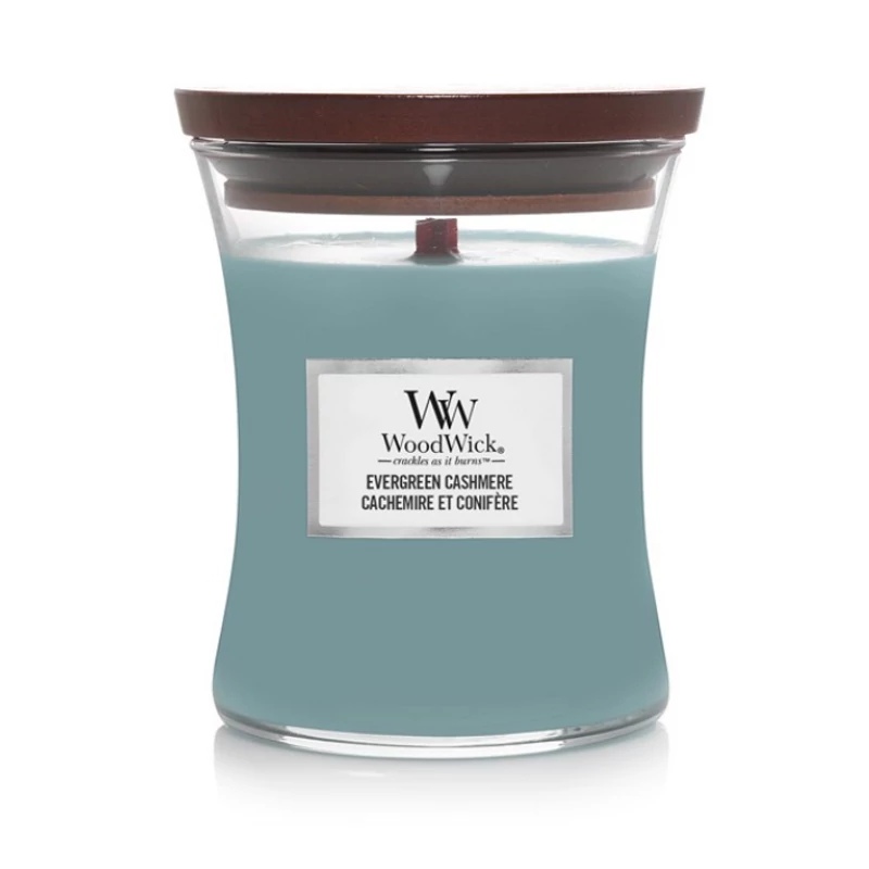 WoodWick® Evergreen Cashmere közepes üveggyertya 275g