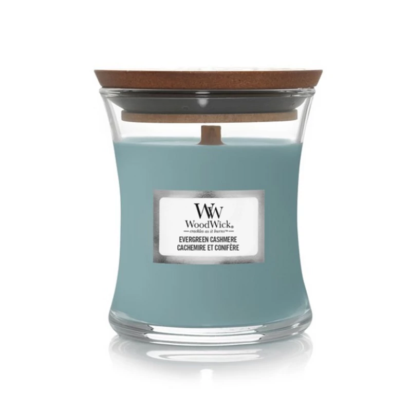 WoodWick® Evergreen Cashmere kis üveggyertya 85g