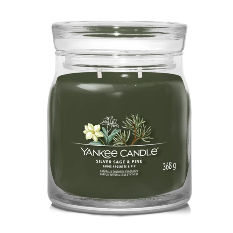 Yankee Candle® Silver Sage & Pine közepes üveggyertya 368g