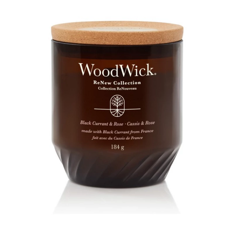 WoodWick® ReNew Black Currant & Rose közepes gyertya 184g