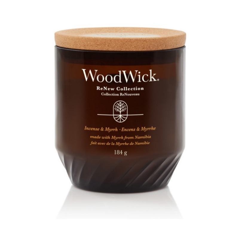 WoodWick® ReNew Incense & Myrrh közepes gyertya