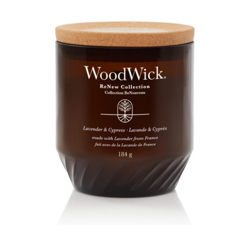 WoodWick® ReNew Lavender & Cypress közepes gyertya