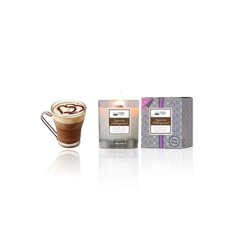 Aurora Candle Cappuccino Kakaószórással Elegáns szójaviasz gyertya