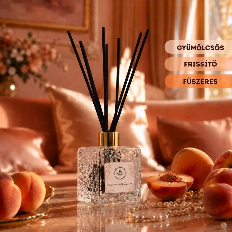 Aurora Candle Barackszínű Elegancia - Prémium Pálcás Illatdiffúzor 150 ml