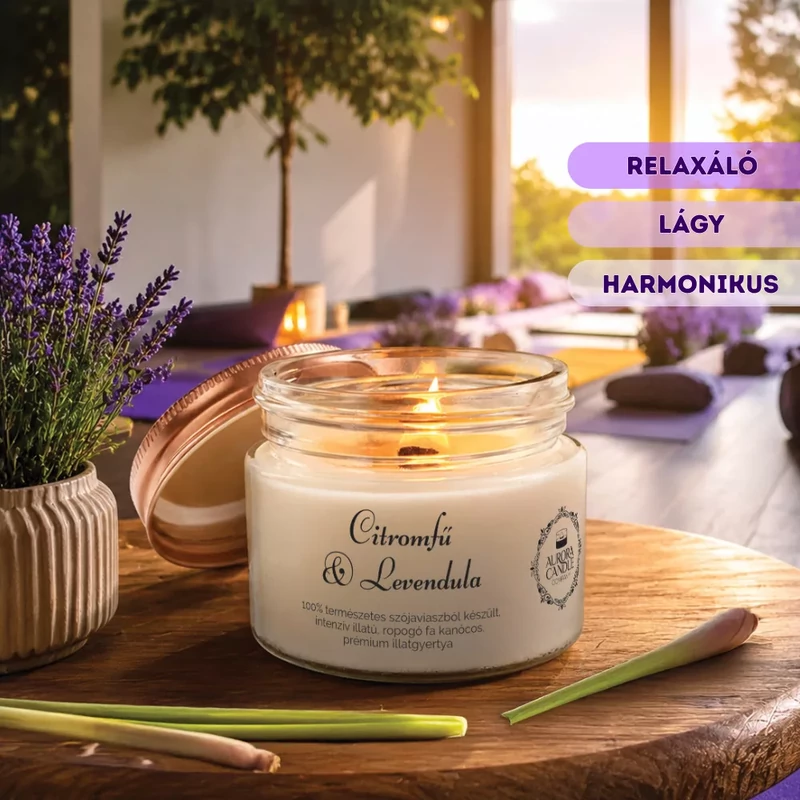 Aurora Candle Citromfű & Levendula Vintage illatgyertya 140g