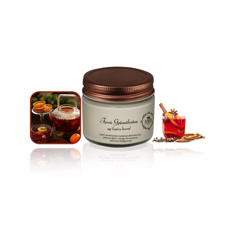 Aurora Candle Forró Gyümölcstea egy kupica borral Vintage illatgyertya 140g