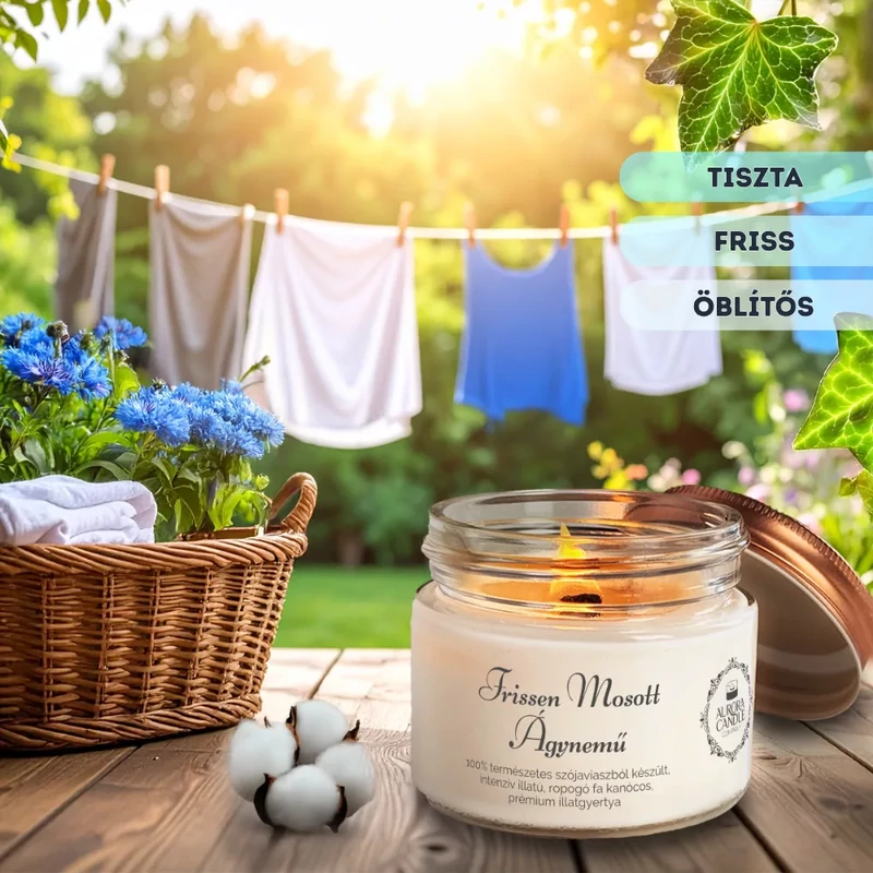 Aurora Candle Frissen Mosott Ágynemű Vintage illatgyertya 140g