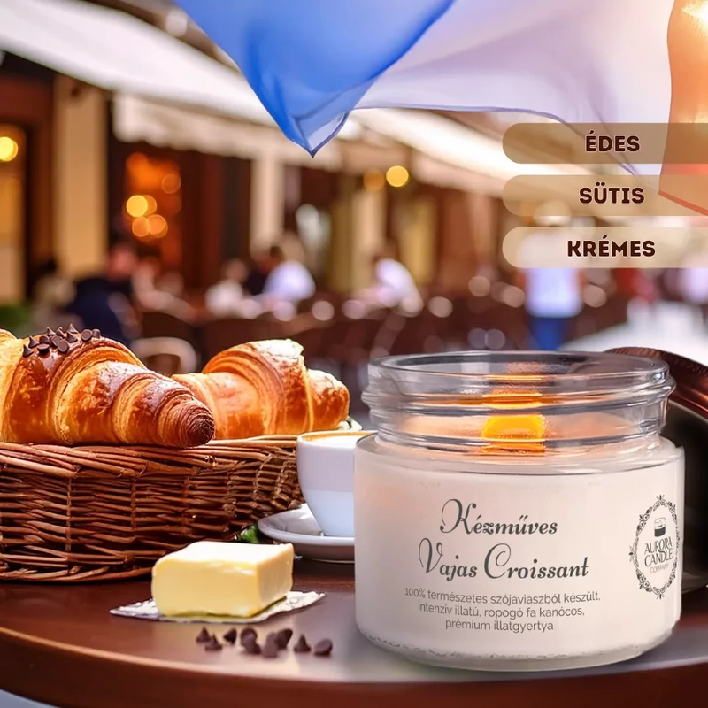 Aurora Candle Kézműves Vajas Croissant Vintage illatgyertya 140g