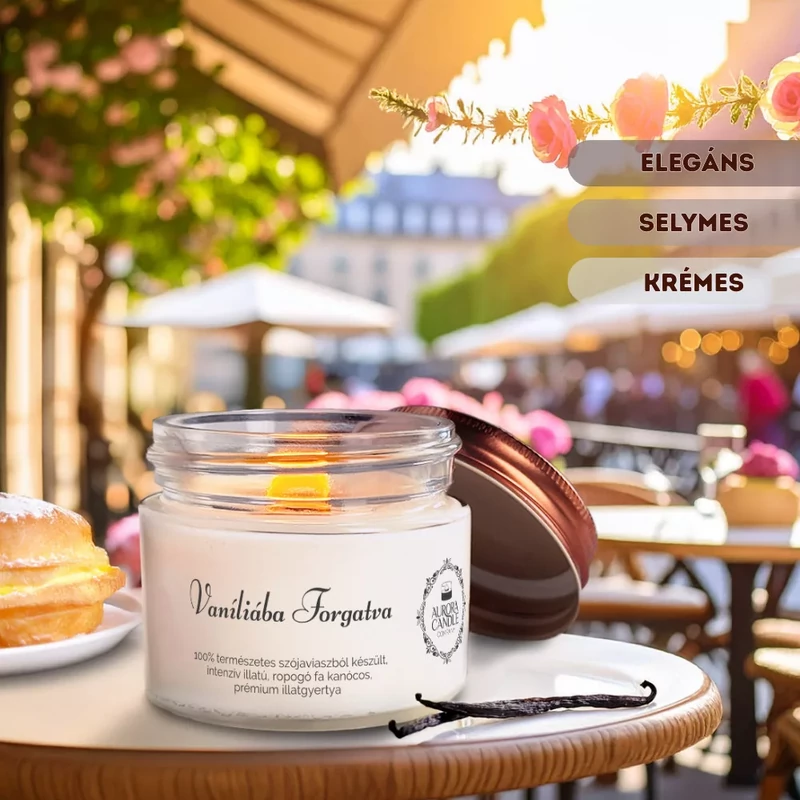 Aurora Candle Vaníliába Forgatva Vintage illatgyertya 140g