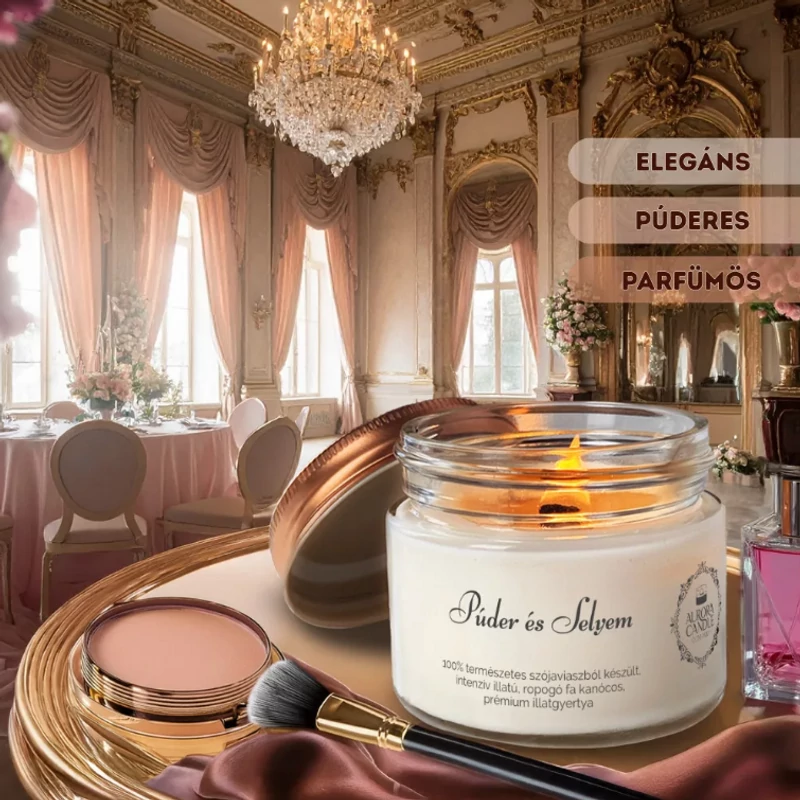 Aurora Candle Púder és Selyem Vintage illatgyertya 140g