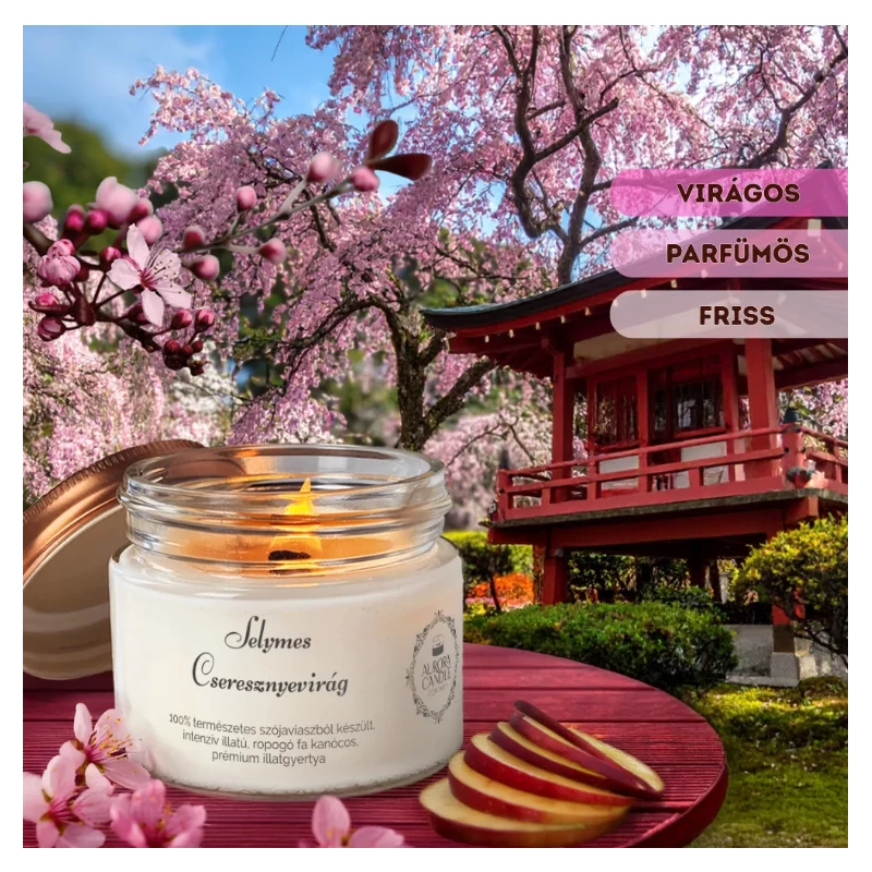 Aurora Candle Selymes Cseresznyevirág Vintage illatgyertya 140g