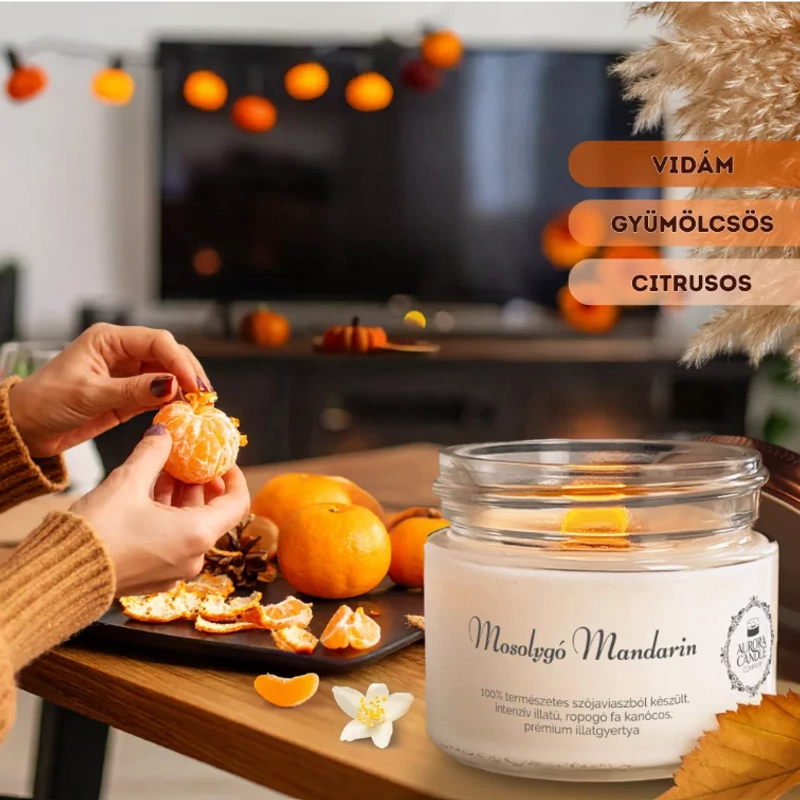Aurora Candle Mosolygó Mandarin Vintage szójaviasz illatgyertya