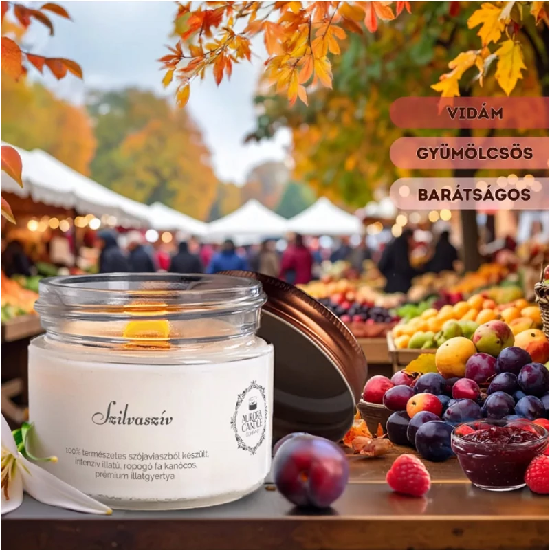 Aurora Candle Szilvaszív Vintage szójaviasz illatgyertya