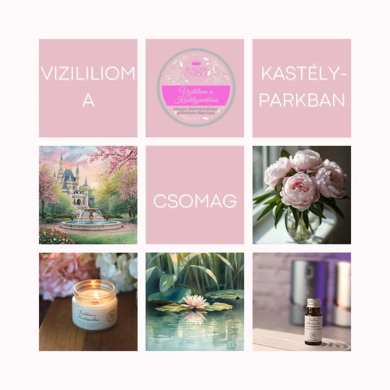 Aurora Candle Vizililiom a kastélyparkban csomag ajándék mini illatviasszal