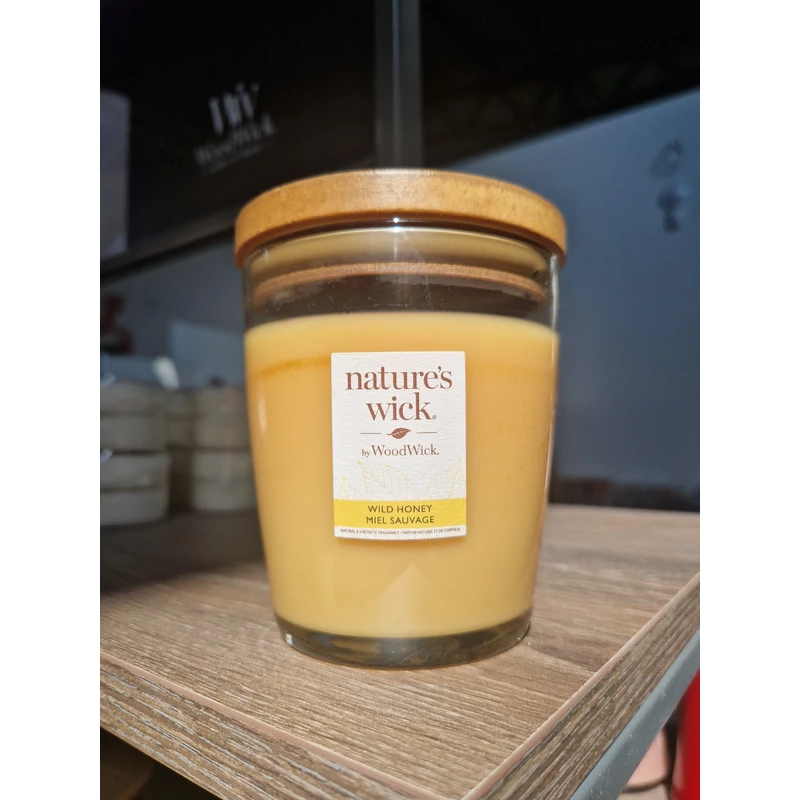 WOODWICK® Nature's Wick Wild Honey közepes üveggyertya esztétikai hibás termék